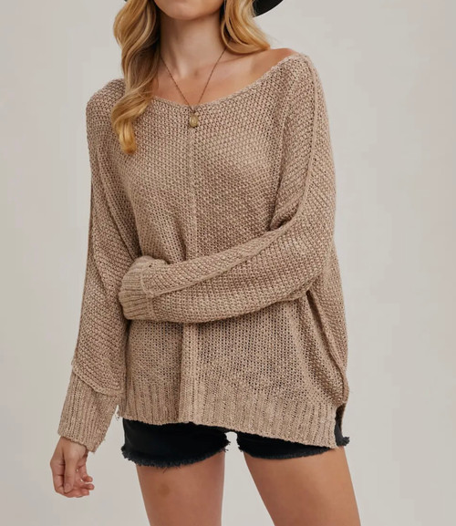 reverse seam sweater taupe