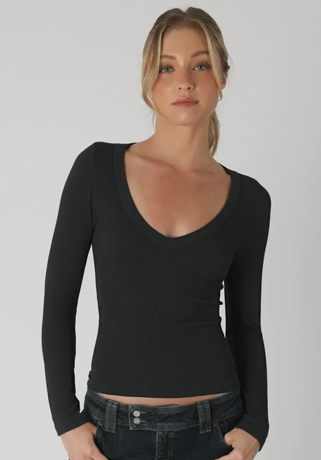 Deep V Neck LS Top
