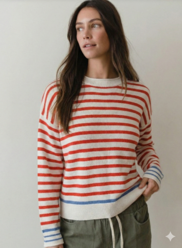 Suki Rollneck Sweater- red stripes