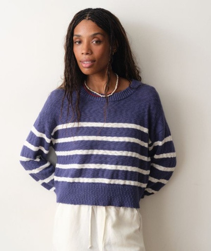 Seabreeze Crewneck Sweater Navy/White stripe