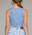 Rebel Cropped Vest-light wash