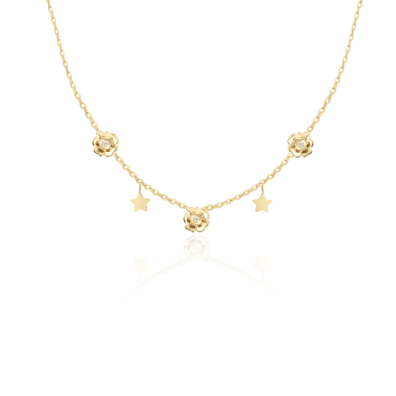 Arly Caprice Incanloc Watch 10K Gold Necklace 10K Gold Cz Shamrock Necklace – Solvar Jewellery main image 4