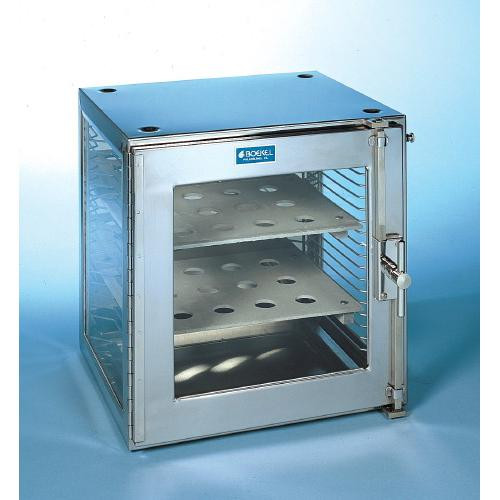 small desiccator, two stainless steel shelves & desiccator t