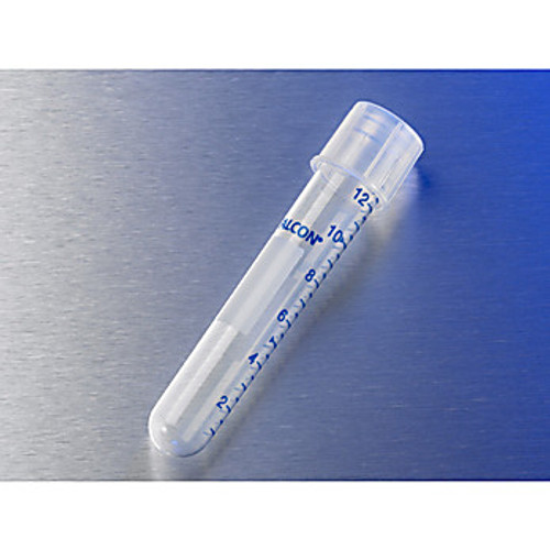 falcon  5 ml round bottom high clarity pp test tube, with snap cap, sterile, 25/pack, 500/case