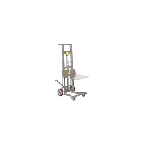 four wheeled hydraulic pedalift jack, 304 stainless steel, platform (22 x 22")