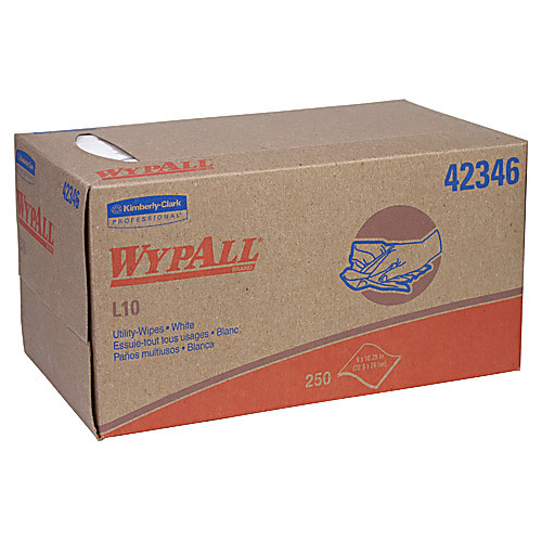 wypall l10 utility wipes, 9 x 10.25, 1-ply paper, white (c08-0475-322)