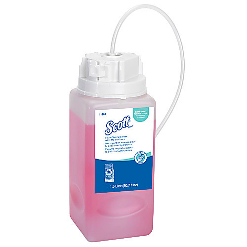 scott  pro foam hand soap with moisturizers (11280), pink, floral scent, 1.5l under-counter bottles, 2 bottles / case