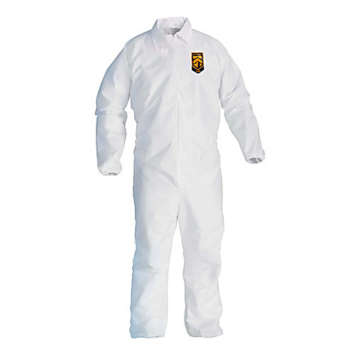 kleenguard  a40 liquid & particle protection coveralls (44315), zip front, elastic wrists & ankles (ewa), white, 2xl, 25 garments / case