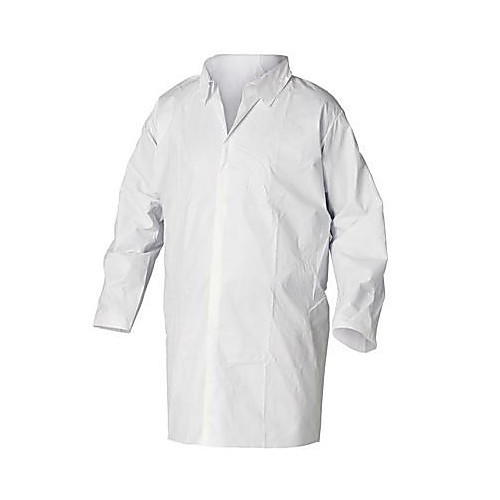 kleenguard  a20 breathable particle protection frocks (36265), serged seams, 5 snaps, elastic wrists, white, 2xl, 30 / case