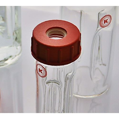 gs 40kl26, hole in screw cap & sealing clover leaf shaped glass dispersing and mixing borosilicate homogenizing vessel, hole 26 mm, cap 500 ml