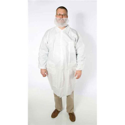 white breathable microporous lab coat, elastic wrists & 3 po (c08-0593-204)