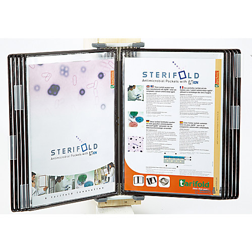 10 pocket antimicrobial wall display unit