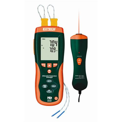 type j/k, dual input thermometer with alarm