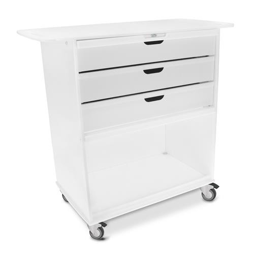 white polyethylene extra wide storage cart with clear door