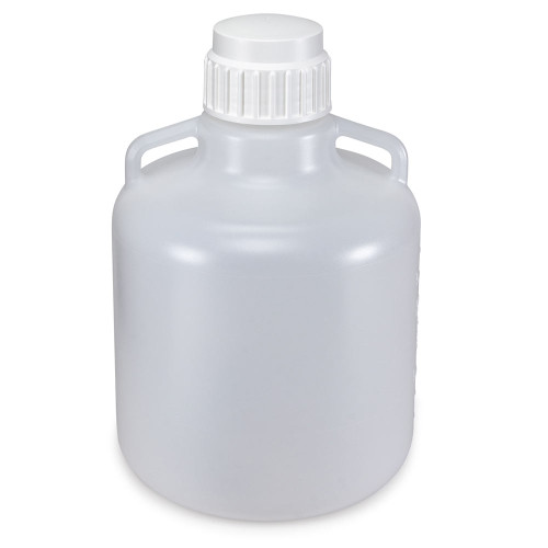 carboy round with handles pp white pp screwcap 10 liter molded graduations autoclavable cs 6