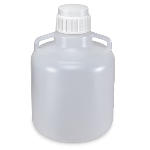 carboy round with handles heavy duty pp white pp screwcap 10 liter molded graduations autoclavable cs 6