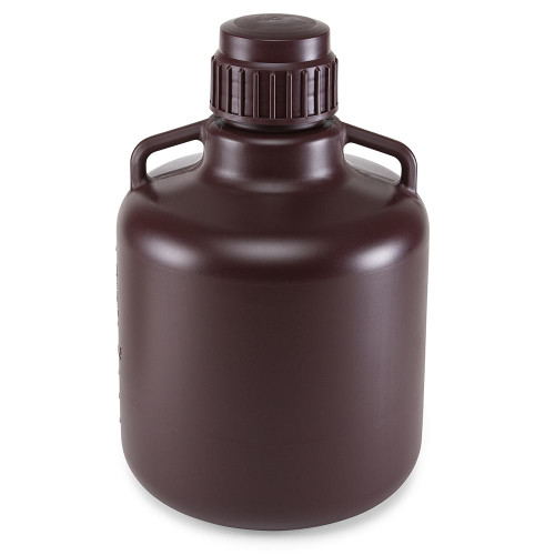 carboy round with handles amber hdpe amber pp screwcap 10 liter molded graduations autoclavable cs 6