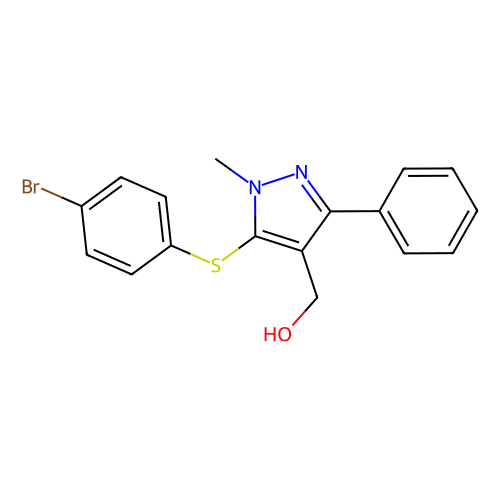 {5-[(4-bromophenyl)sulfanyl]-1-methyl-3-phenyl-1h-pyrazol-4-yl}methanol (c09-0782-739)