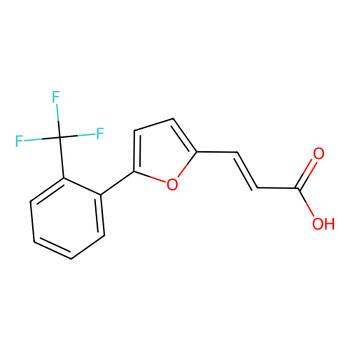 3-[5-(2-(trifluoromethyl)phenyl)furan-2-yl]-acrylic acid, predominantly trans