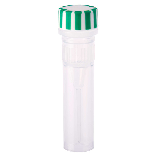 0.5ml screw top micro tube and cap, self-standing, grip band, green grip cap with integrated o-ring, sterile (c33-1615-187)