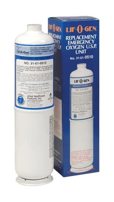 Emergency Portable Oxygen: Replacement Oxygen Cylinder For 31-01-0500 & 31-01-0555, 15 Minutes of Oxygen U.S.P.