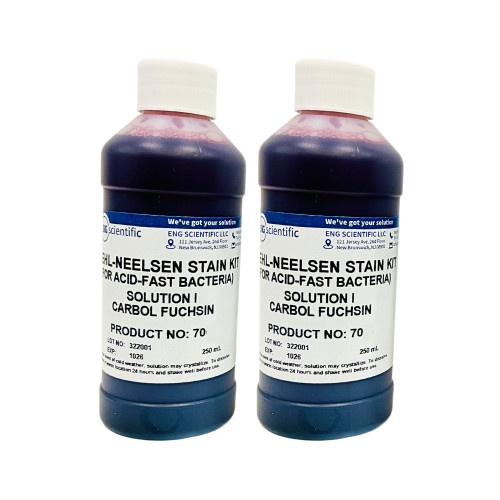 Ziehl-Neelsen Stain Kit - Solution I - Carbol Fuchsin (2 x 250mL)