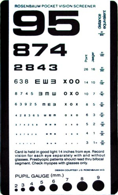 GRAHAM FIELD GRAFCOÃƒâ€šÃ‚Â® POCKET SIZE PLASTIC EYE CHART