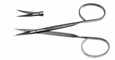 Iris Scissors, Ribbon Style Ring Handle, Curved, Standard Pattern, Length: 4