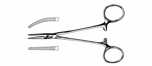 Halsted Mosquito Forceps, Standard Pattern, 1X2 Teeth, Curved, Length: 5