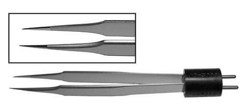 Jeweler's Bipolar Forceps, Straight, Width: 0.4, Length: 4