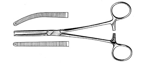 Kocher Forceps, 1X2 Teeth, Straight, Length: 5.5