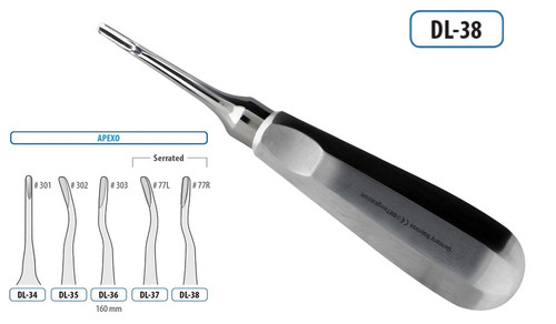 Root Elevator Apexo Serrated Fig. 77R 160MM