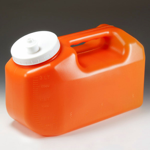 container 24 hour urine collection 3000ml 3 liter affixed transfertop screwcap amber