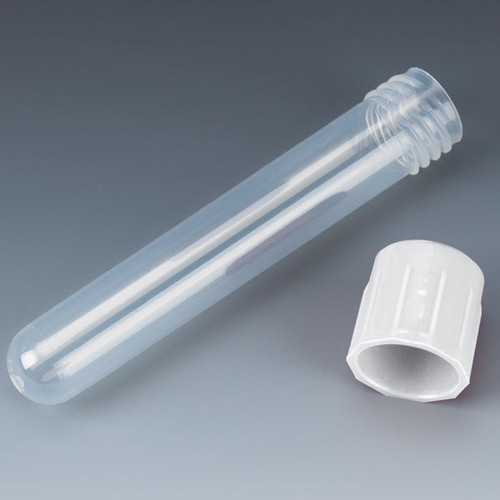 test tube with attached blue screw cap 16 x 150mm 20ml ps