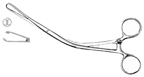 Bierer Tenaculum, 9" Angled Jaws, 5 X 6 Teeth S1539-1223