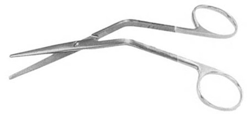 Fomon Dorsal Scissors, Tungsten Carbide, Serrated, Angled, Length: 5.125 S1329-572