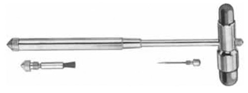 Buck Neurological Hammer 7 3/4" (19.7 Cm), With Brush And Needle (Screw Into Handle), Chrome. S1449-1205