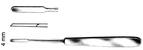 Fomon Periosteal Elevator, 6-1/4" (15.9 Cm), Slightly Curved Blade, 4.5 MM Wide, Standard Pattern S1269-4434