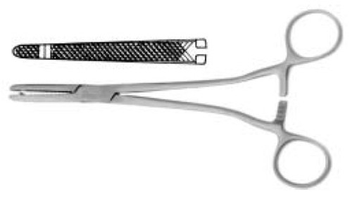 Heaney Reznek Hysterectomy Forceps Straight Jaws Criss-Cross Serr, With 1 Tooth 8 1/4" S1529-5311