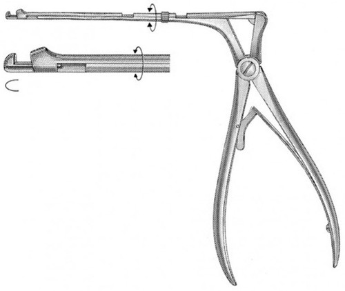 Mckenty Sphenoid Punch Forceps, 360 Degrees Rotatable, Through-Cutting Small Jaws, Width: 1.5 MM X 4.0Mm, Shaft: 5.75 S1669-3840