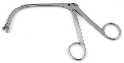 King Adenoid Punch Forceps, Triangular Jaw And Strongly Curved Shaft, 6.0 MM Upper Jaw And 7.0 MM Lower Basket, Shaft: 4 1/8" S1729-6179