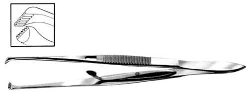 Graefe Fixation Forceps, 4-3/8" (11.2 Cm), Standard Jaws 4.5 MM Wide, With Fine Teeth, With Catch S1609-1530