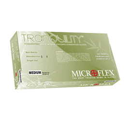 microflex tranquility powder-free nitrile exam gloves, 9.5 in., white, m (c062b-000795)