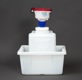 4 in. eco funnel system: 9 liter hdpe rectangular carboy, 100 mm nalgene, secondary container