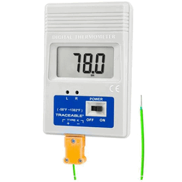 control company traceable remote-monitoring thermocouple thermometer with calibration; fahrenheit, type k