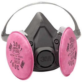 3m half facepiece respirator assembly with p100 particulate filters, medium