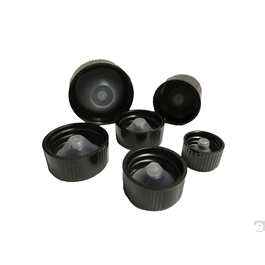 18-400 black ribbed phenolic cap with polycone liner, packed in bags of 12 (c062b-032032)