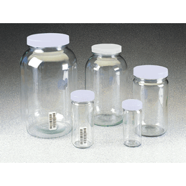 125 ml wide-mouth tall-profile clear glass jars with 48-400 mm closure, certified