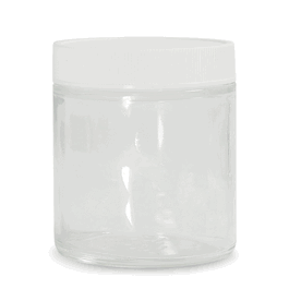 qorpak 120 ml (4 oz) valuline clear straight sided round with 58-400 white polypropylene f217 and ptfe lined cap attached