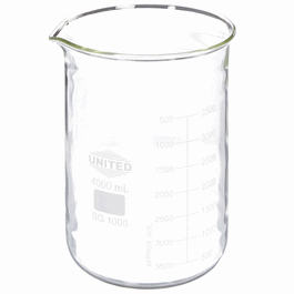 1500 ml low form borosilicate glass beakers, double graduated metric scale, marking area (c062b-035423)
